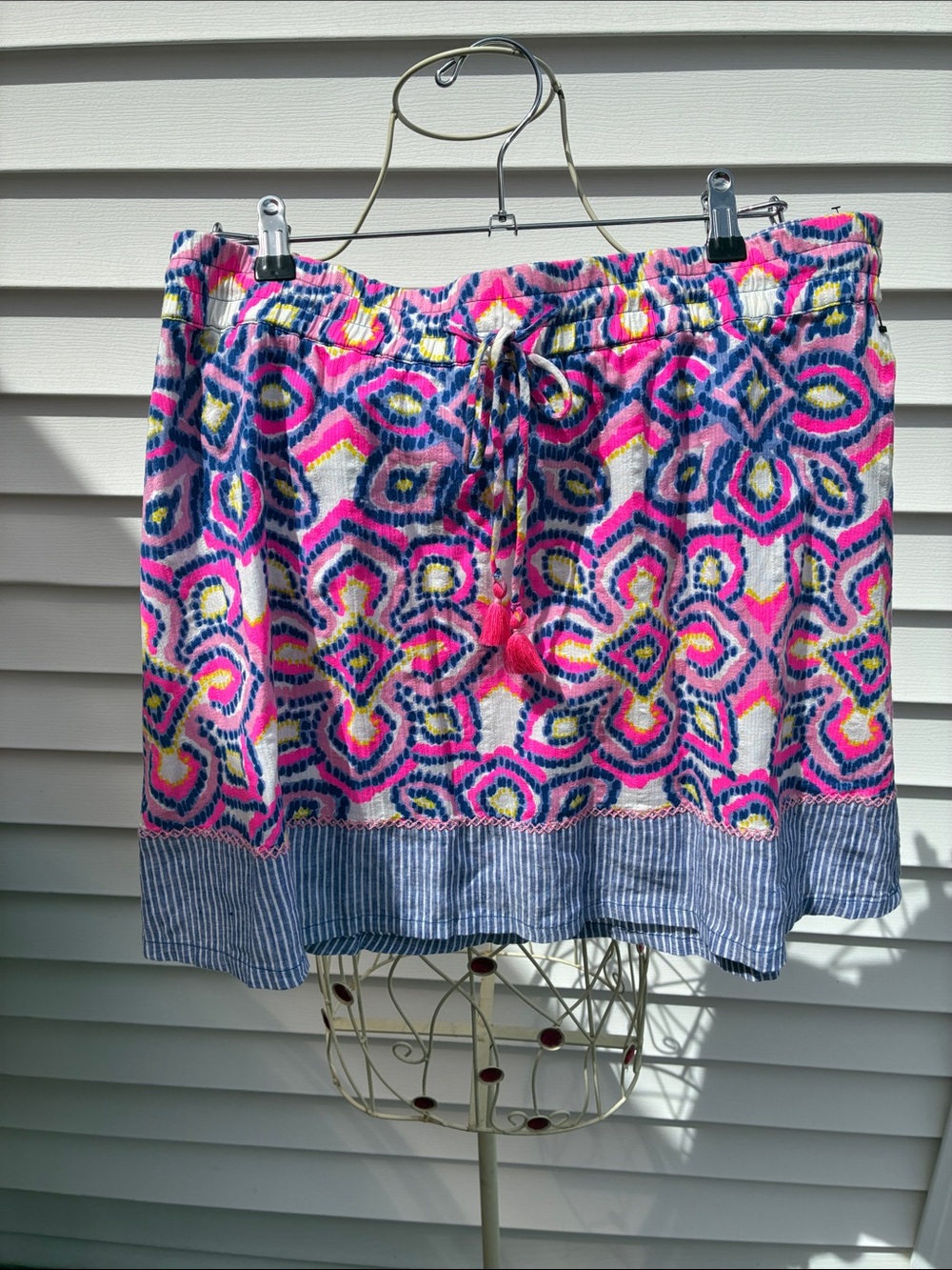 Vineyard vines Boho Print Pink Blue Drawstring Women's Skirt